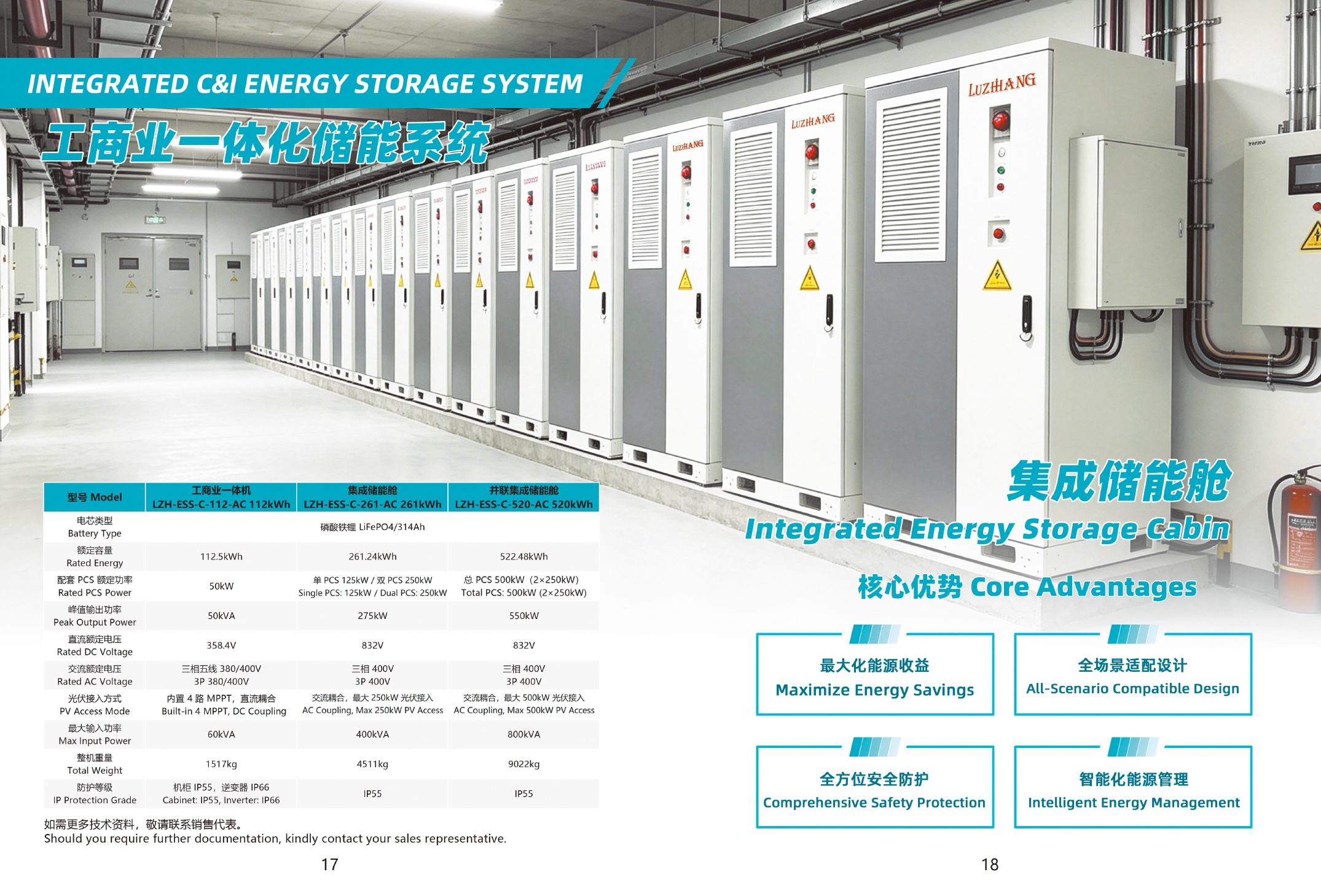 Integrated commercial and industrial energy storage systems