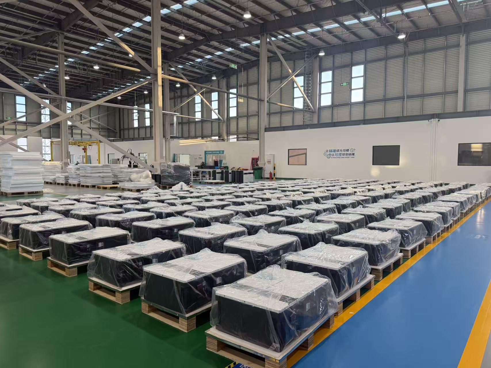 Finished energy storage systems in factory